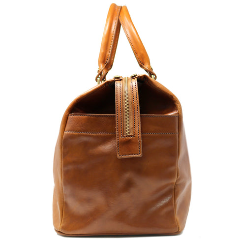 Floto Italian Leather Chianti Duffle Travel Bag Luggage Carryon in Tobacco Brown 6